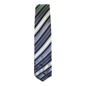 BCBG Attitude Mens Silk‎ Tie Gray Stripes Handmade Silk Luxury Designer Business